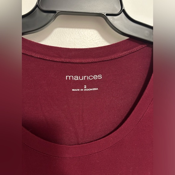 Maurice’s burgundy and white striped tee shirt dress 2X - Picture 2 of 5